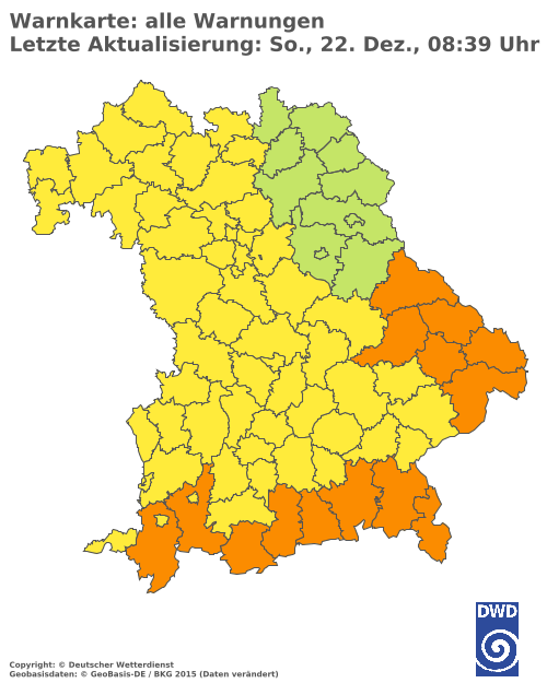 Aktuelle Wetterwarnungen für  Donau-Ries