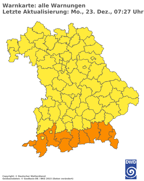 Aktuelle Wetterwarnungen für  Donau-Ries