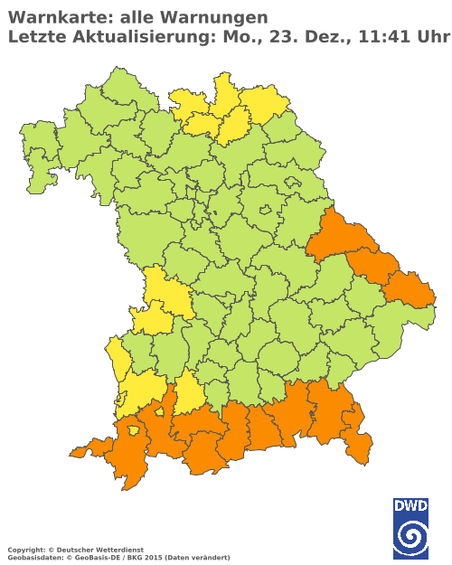 Aktuelle Wetterwarnungen für  Donau-Ries