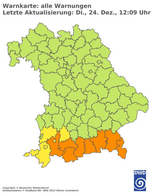 Aktuelle Wetterwarnungen für  Donau-Ries