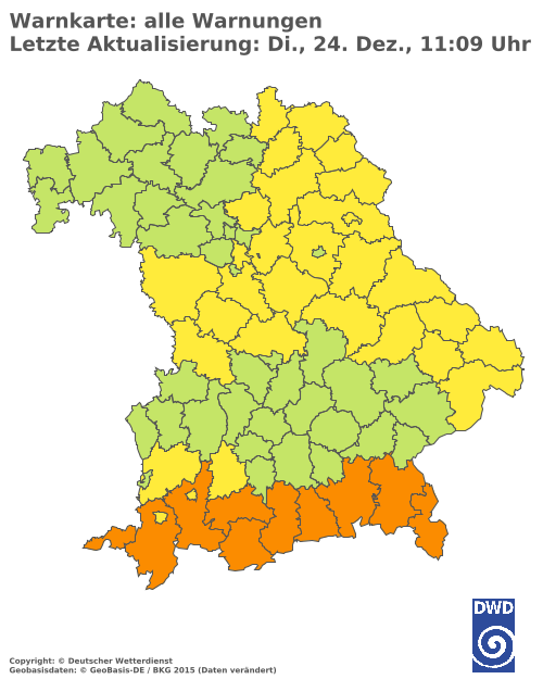 Aktuelle Wetterwarnungen für  Donau-Ries