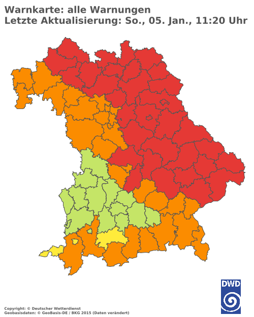 Aktuelle Wetterwarnungen für  Donau-Ries