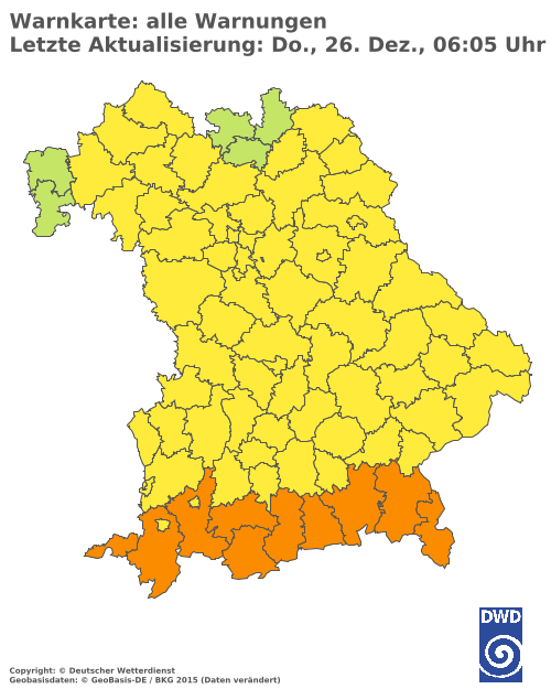 Aktuelle Wetterwarnungen für  Donau-Ries