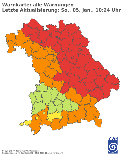 Aktuelle Wetterwarnungen für  Donau-Ries