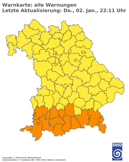 Aktuelle Wetterwarnungen für  Donau-Ries