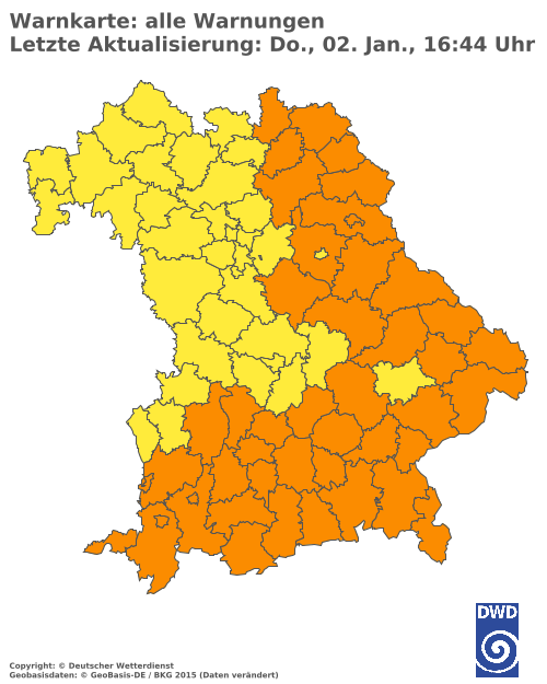 Aktuelle Wetterwarnungen für  Donau-Ries