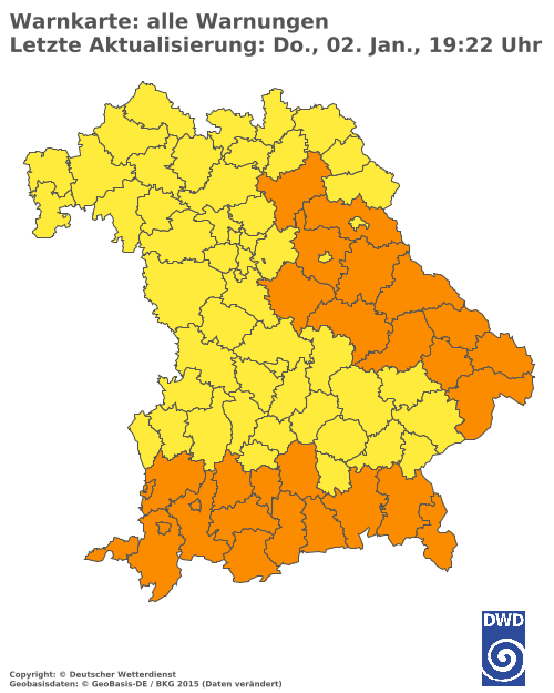 Aktuelle Wetterwarnungen für  Donau-Ries