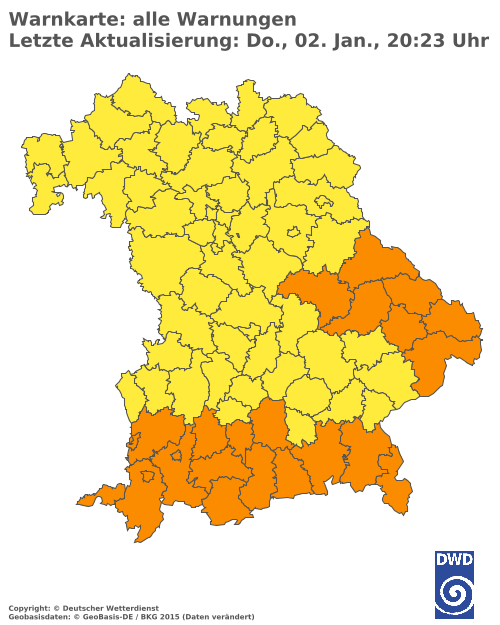 Aktuelle Wetterwarnungen für  Donau-Ries