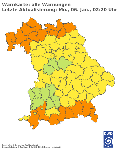 Aktuelle Wetterwarnungen für  Donau-Ries