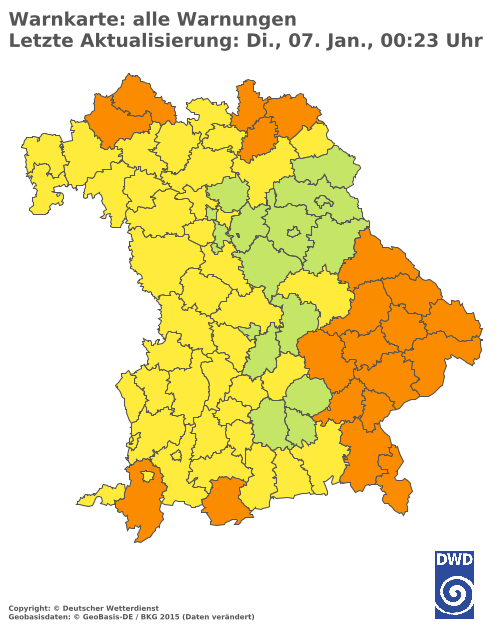 Aktuelle Wetterwarnungen für  Donau-Ries