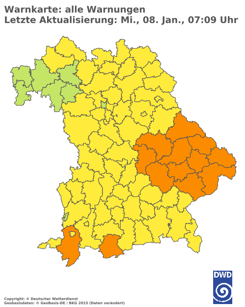 Aktuelle Wetterwarnungen für  Donau-Ries