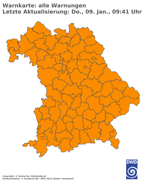 Aktuelle Wetterwarnungen für  Donau-Ries