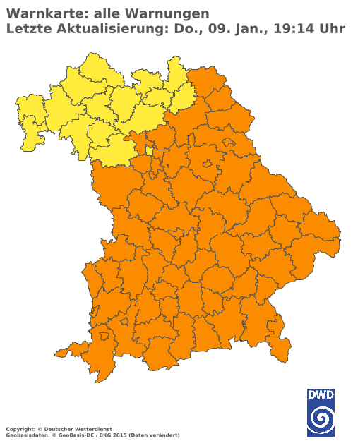 Aktuelle Wetterwarnungen für  Donau-Ries