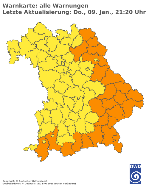 Aktuelle Wetterwarnungen für  Donau-Ries