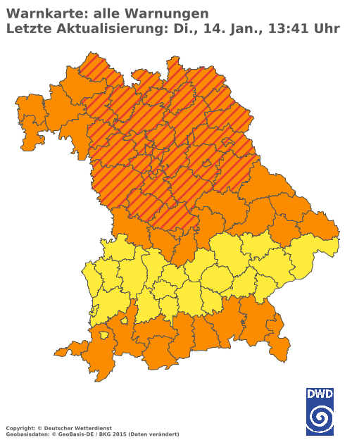 Aktuelle Wetterwarnungen für  Donau-Ries