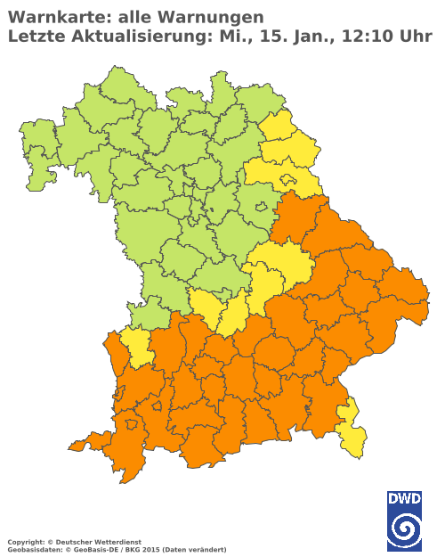 Aktuelle Wetterwarnungen für  Donau-Ries