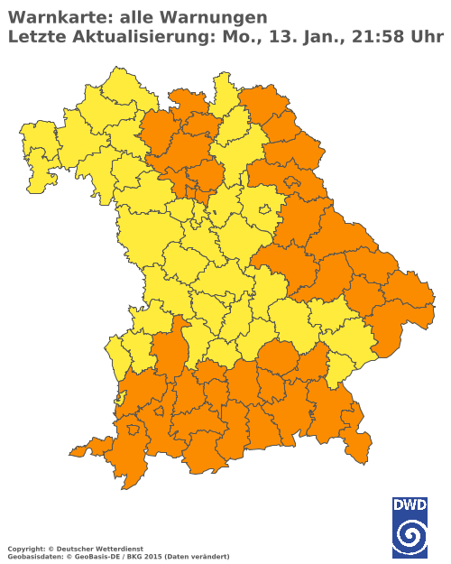 Aktuelle Wetterwarnungen für  Donau-Ries