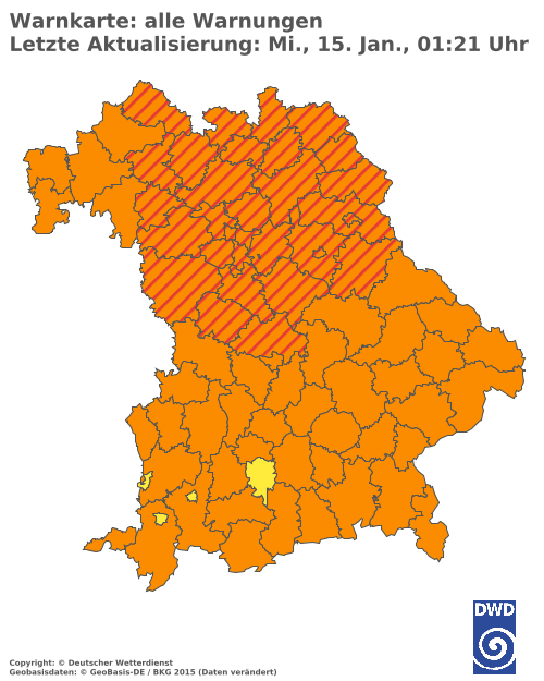 Aktuelle Wetterwarnungen für  Donau-Ries