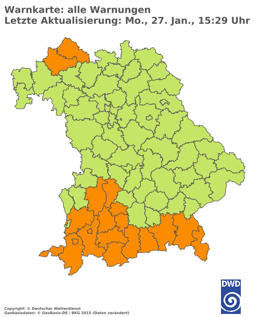 Aktuelle Wetterwarnungen für  Donau-Ries