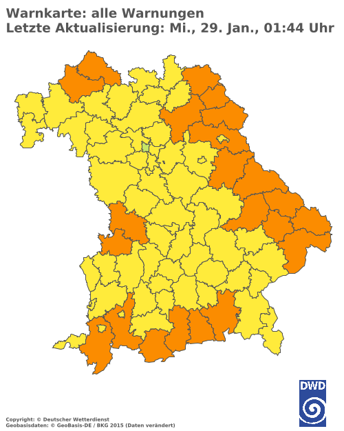 Aktuelle Wetterwarnungen für  Donau-Ries