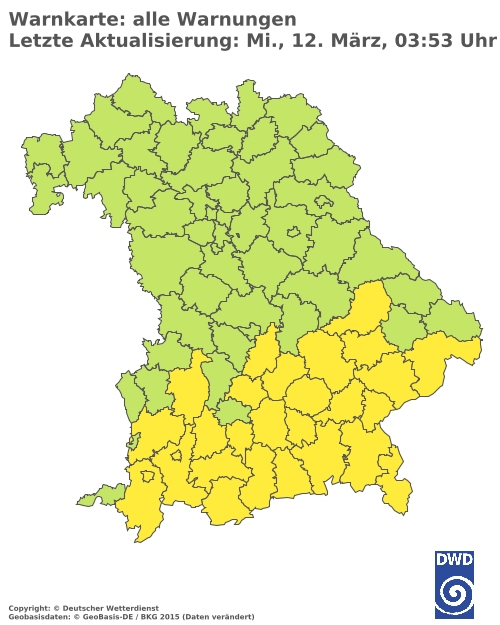 Aktuelle Wetterwarnungen für  Donau-Ries