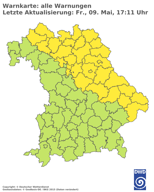 Aktuelle Wetterwarnungen für  Donau-Ries